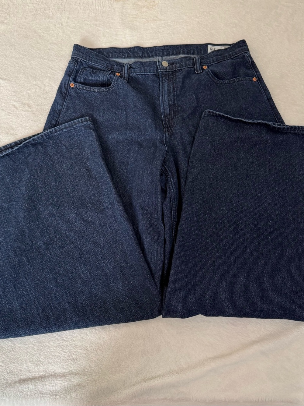 Gap Women’s Baggy Mid Rise Jeans 32 14 Tall UltraSoft Denim Dark Wash Wide Leg